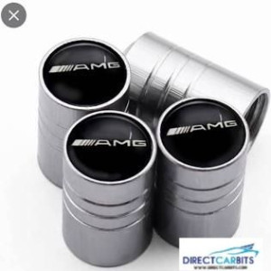 4 x MERCEDES AMG Car Wheel Tyre Valve Dust Caps Covers Silver
