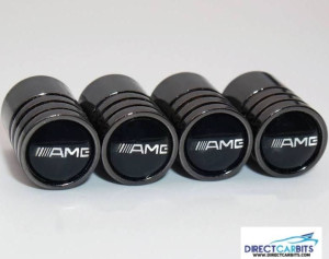 4 x MERCEDES AMG Car Wheel Tyre Valve Dust Caps Covers Black
