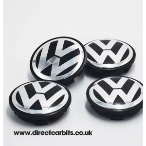 Volkswagen 65mm Black Chrome Wheel Center Caps